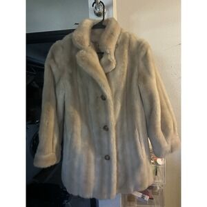 Vintage Mincara Russel Taylor Coat Jacket Faux Fur Light Brown Winter